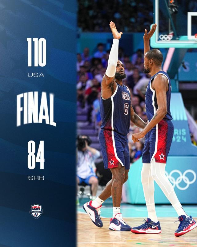 1722189933220012231.jpg 体育赛事-亮相巴黎大秀肌肉!美国男篮三节摧毁世界亚军