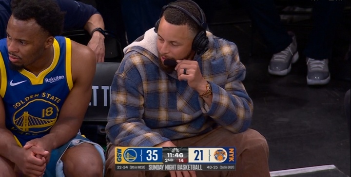 开云平台-找点儿班上！全美直播 因伤缺战库里坐替补席和解说热聊